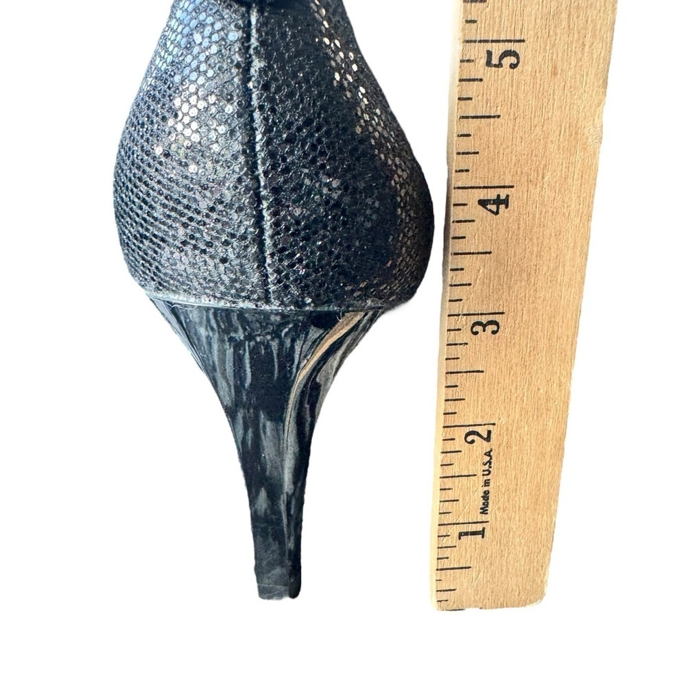 Monet Black Shimmer Cap Toe Pumps Heels 3” Classic Italian Designer Women’s 7.5 - Picture 4 of 7